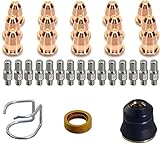 Jack&Dave 33pcs Plasma Cutter Torch S45 Accessory Kit PR0010 Electrodes PD0116-08 Nozzle Tips Spacer Guide Retaining Cap Gas Diffuser CV0010 Consumables For S45 Torch