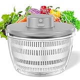 Qulable Large Salad Spinner 4.3 Qt, 10s Super Quick Auto Dehydration, Easy Press Lettuce Spinner Kitchen Gadgets Kitchen Dehydrator for Fruits and Vegetables with Rapid Drainage and Mixing Function