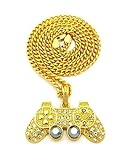 Bitter Sweet Store Mens Iced Out Gold Playstation Game Controller PS3 PS4 Pendant Cuban Chain Necklace