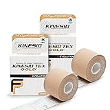 Kinesio Taping - Elastic Therapeutic Athletic Tape Tex Gold FP - Beige– 2 in. x 13 ft - 2 Pack