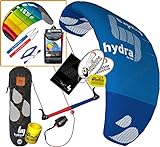 HQ4 HQ Hydra 420 V3 Kiteboarding Trainer Kite Bundle : Includes FREE 2ND Kite : Symphony Beach 1.3M Foil Kite + WindBone Kiteboarding Key Chain +Koozie +Decals : Water Trainer Foil Traction Power Kite