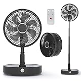 Primevolve 12 inch Oscillating Fan with 10800mAh Battery, Rechargeable Standing Fan Adjustable Height- 8 Speeds, 9H Timer Setting for Bedroom Travel Outdoor Camping Tent
