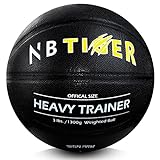 NBTiger 3lbs Size 7/29.5' Weighted Basketball with Pump Black Trainer Basketball for Improving Ball Handling Dribbling Passing and Rebounding Skill Heavy Basketball