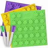 Weed Leaf Gummy Mold Bpa Free - Set of 3 – 3 Droppers, Silicone Candy Molds, Marijuana Gummy Molds Cannabis Kit