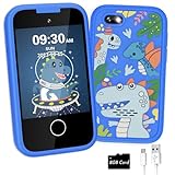 Kids Smart Phone Toy for Boys 3 4 5 6 7 Year Old, Touchscreen Toy Phone with Dual Camera Music Player Games ABCS Habit Tracker Dinosaur Toys for Kids 3-5 Christmas Birthday Gifts Ideas with 8G SD Card