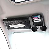 VOZADA Car Tissue Holder with Extra Car Visor Organizor, Sun Visor Tissue Holder PU Leather Car Napkin Holder, Car Tissue Box Backseat Tissue Case Car Tissue Dispenser (Black)