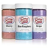 Cotton Candy Express 3 Flavor Cotton Candy Sugar Pack with Cherry, Grape, Blue Raspberry, 11-Ounce Jars