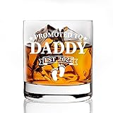 AGMdesign Promoted To Daddy Whiskey Glass, Funny Birthday Gifts for Him, Husband, Dad, Stepdad, Grandfather, New Dads Whiskey Glass Gift, Father's Day, Birthday Gift, Pregnancy Announcement