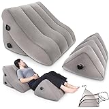 SAHEYER Inflatable Bed Wedge Pillow Set, 2 PCS Post Surgery Support Pillow for Back, Knees, Leg Pain Relief, Adjustable Sitting Pillows for Acid Reflux, Anti Snoring, Heartburn, GERD Sleeping, Grey