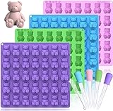 Large Gummy Bear Molds 5 ML, BPA-FREE Silicone Chocolate Candy Gummy Molds with 4 Droppers and Cleaning Brush 140 Cavity, Set of 4
