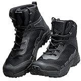 FREE SOLDIER Men’s Waterproof Hiking Boots 6 Inches Lightweight Work Boots Military Tactical Boots Durable Combat Boots (Black Color, US 10)