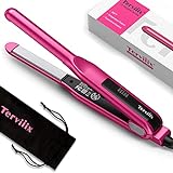 Terviiix Small Flat Irons for Short Hair, Pencil Hair Straightener for Edges, Straightening Iron for Pixie Cut & Touch Ups, Ceramic Curling Iron in One, Dual Voltage, 1/2'