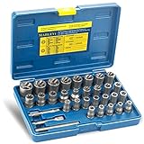 MABLEVI 32PCS Bolt Extractor Set, Upgrade Impact Bolt & Nut Remover Set, Stripped Lug Nut Remover, Extraction Socket Set for Removing Damaged, Frozen, Rusted, Rounded-Off Bolts, Nuts & Screws