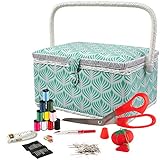 SINGER 07229 Sewing Basket with Sewing Kit, Needles, Thread, Pins, Scissors, and Notions, Boho Fan