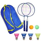 Badminton Racket for Children 1 Pair, Nylon Alloy Durable Badminton Racquet Set for Kids Indoor/Outdoor Sport Game（Including 4 Badminton and 2 Table Tennis） (Blue)