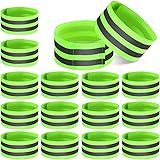 16 Pieces Reflective Bands Reflector Bands for Wrist, Arm, Ankle, Leg, High Visibility Reflective Gear Safety Reflector Tape Straps for Night Walking, Cycling and Running (Green)