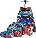 Meetbelify 3Pcs Rolling Backpack for Boys,School Backpack with Wheels for Boys