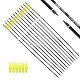 TIGER ARCHERY 30Inch Carbon Arrow Practice Hunting Arrows with Removable Tips for Compound & Recurve Bow(Pack of 12) (Yellow White)