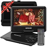 DBPOWER 11.5' Portable DVD Player, 5-Hour Built-in Rechargeable Battery, 9' Swivel Screen, Support CD/DVD/SD Card/USB, Remote Control, 1.8 Meter Car Charger, Power Adaptor and Car Headrest (Black)