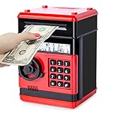 Refasy Children Toy for 5-7 Year Old Girls,Piggy Banks Toy for 8-16 Year Old Girls Boys Birthday Toy Gifts ,Coin ATM Electronic Piggy Banks Great Christmas Ideas for Kids Red