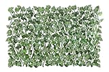 Expandable Fence Privacy Screen Stretchable for Balcony Patio Outdoor Home Decorative Faux Ivy Fencing Panel, Artificial Hedges - Dark Green (Single Sided Leaves)