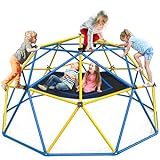 Hapfan 10ft Climbing Dome with Canopy, Jungle Gym for Kids Backyard with Heavy Duty Monkey Bars Made of Anti-Rust Steel