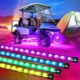 10L0L 4 PCS Golf cart Underglow LED Light Strip Kit,Neon underbody Lights,24 Modes,Wireless Remote,Sound-Active,Water-Resistant,and 4 Flexible Tubes Included