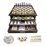 Bundaloo 15-in-1 Tabletop Game Center - Portable Wooden Combo Game Board - Unique Set with Dice, Dominos, Playing Cards & Game Pieces - for Kids & Adults - Wood Finish, 12x12x5.5