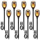 LUYE Halloween Low Voltage Torch Landscape Lights Wired Flickering Flames Torches Pathway Lights 12V Outdoor Torch Lighting with Connector Waterproof Landscape Lighting for Yard Decoration (8Pack)