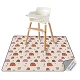 Blissful Diary Baby Splat Mat for Under High Chair, 51 x 51 Inch Boho Splash, Waterproof and Washable Spill Mat, Anti-Slip Floor Protector