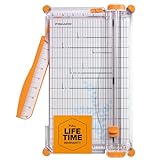 Fiskars SureCut Deluxe Craft Paper Trimmer - 12” Cut Length - Craft Paper Cutter with Grid Lines - Silver/Orange