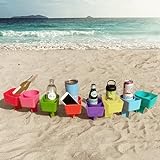 Home Queen Beach Cup Holder with Pocket, Multi-Functional Sand Cup Holder for Beverage, Phone, Beach Accessory Drink Sand Coaster, 8 Pack (Blue, Teal, Orange, Pink, Green, Yellow, Red and Purple)