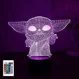 3D Night Light, Hologram Effect Led Illusion Table Lamp, 16 Color Change Decor Lamp, Touch USB Charge Bedside Desk Light with Remote Control, Christmas Birthday Gifts for Children Kids (Boys, Girls)