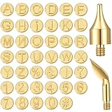 43 Pieces Wood Burning Tip Set Including Letter Number Symbol Wood Burning Tip Wood Burning Alphabet Tips Alphabet Number Template for DIY Embossing and Carving Crafts Wood Burning