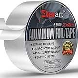 ETERART Aluminum Foil Duct Tape Heavy Duty,High Temperature Sealing and Patching,Perfect for HVAC,Air Ducts,Metal Repair,Foamboard,Insulation,Dryer Vent and More,2 Inches x 20 Yards,Silver