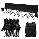 Yaheetech 8 Seats Foldable Sideline Bench for Sports Team Portable Camping Folding Bench Chairs with Carry Bag, Black