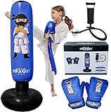 Punching Bag for Kids - 5' 3' Ninja Kids Inflatable Punching Bag Combo Kit with Kids Boxing Gloves, a Pump and Repair Kit. Boxing Bag for Immediate Bounce Back …