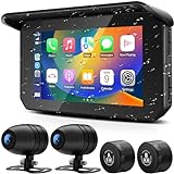 LBW Professional Motorcycle Dash Cam, Wireless Apple Carplay, Android Auto, TPMS, Front & Rear HD 1080P Camera (Sony 307 Chip), Motorcycle DVR, G-Sensor, 5' IPS Touch Screen, Bluetooth, Support Siri