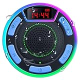 DuoTen Bluetooth Shower Speaker, IPX7 Waterproof Wireless Portable Speakers with LED Light Show, FM Radio, Suction Cup, Loud Stereo Sound and Deep Bass for Beach, Pool, Party, Travel, Outdoors