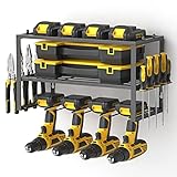 Spacecare Power Tool Organizer- Cordless Power Drill Tool Holder- Heavy Duty Tool Shelf & 1 Pack 3 Layers Tool Rack - Floating Tool Shelf Wall Mounted Tool Storage Rack for 4 Drill Holders
