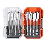 Luckyway 8-Piece 3/8 Inch to 1 Inch Spade Drill Bits Set for Wood, Plastic, Aluminum Hole Cutting with Tough Case