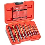 REBRA Screw Extractor and Left-Hand Drill Bit Set, Easy Out Broken Bolt Remover Reverse Cobalt HSS Steel Drill Kit, Ez Out Stripped, Rounded-Off, Damaged Bolts, Screws&Studs Removal Tool 10-Pieces