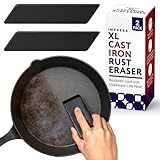 [2 Pack] XL Rust Eraser for Cast Iron Cookware - Restore Cast Iron Skillets with Cast Iron Rust Remover - Time-Saving Cast Iron Rust Eraser - Rust Eraser for Knives and Scissors - 4.75”x2”x1”