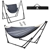 Anyoo 2 in 1 Hammock and Swinging Chair with Collapsible Steel Stand & Carrying Case,Portable & Adjustable,Easy Set Up for Outdoor,Indoor,Patio,Garden,Camping Trip
