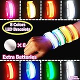 FANL LED Wristband, Light Up Bracelets LED Armbands, Flashing Sports Wristband Pack of 8 Glow in The Dark Party Supplies for Concerts, Festivals, Sports, Parties, Night Events