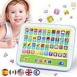 Bilingual Spanish & English Learning Toys for Toddlers 1-3, Kids Interactive Learning Tablet, Childrens Alphabet ABC / Words / Numbers / Colors Learning Pad, Education Toy for Babies 24 Month+