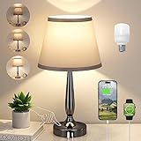 Kakanuo Touch Table Lamp for Bedroom, Small Bedside Lamp with USB C Charging Port, 3 Way Dimmable Touch Control Nightstand Lamp for Living Room and Office, LED Bulb Included