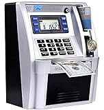 2024 Upgraded ATM Piggy Bank for Real Money for Kids Adults,Toy Money Bank with Card,Password,Coin Recognition,Bill Feeder,Balance Calculator,Electronic Money Safe Coin Box,Hot Gift for Boys Girls