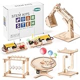 STEM Science Kits, 5 Set Building Kits for Kids Ages 8-12, 3D Wooden Puzzles, Wood Crafts for Boys 6-8, Science Experiment Projects, Woodworking Model Kit, STEM Toys for 6 7 8 9 10 11 12 14 Years Old