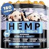 Calming Chews for Dogs - Dog Calming Treats with Hemp Oil, Valerian Root, Vitamin B - Dog Anxiety Relief, Separation, Fireworks, Thunderstorms - for All Breeds - 180 Dog Calming Chews, Beef